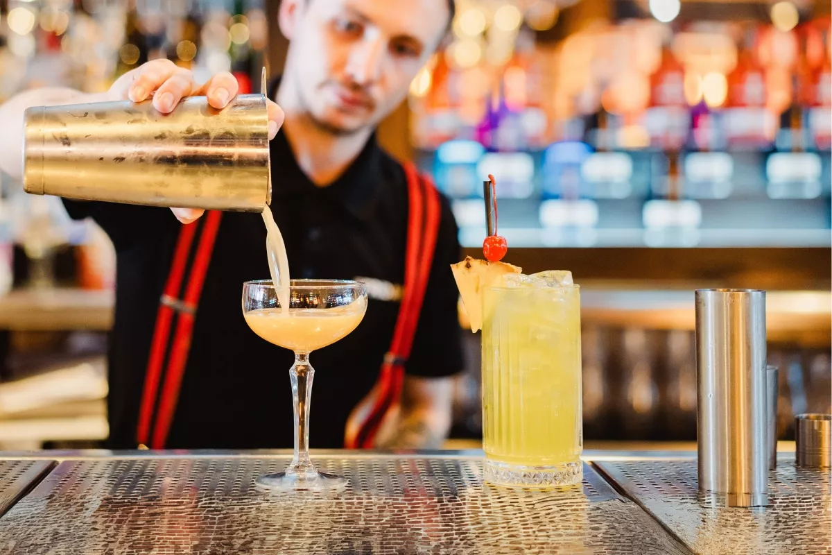 Bartender serving