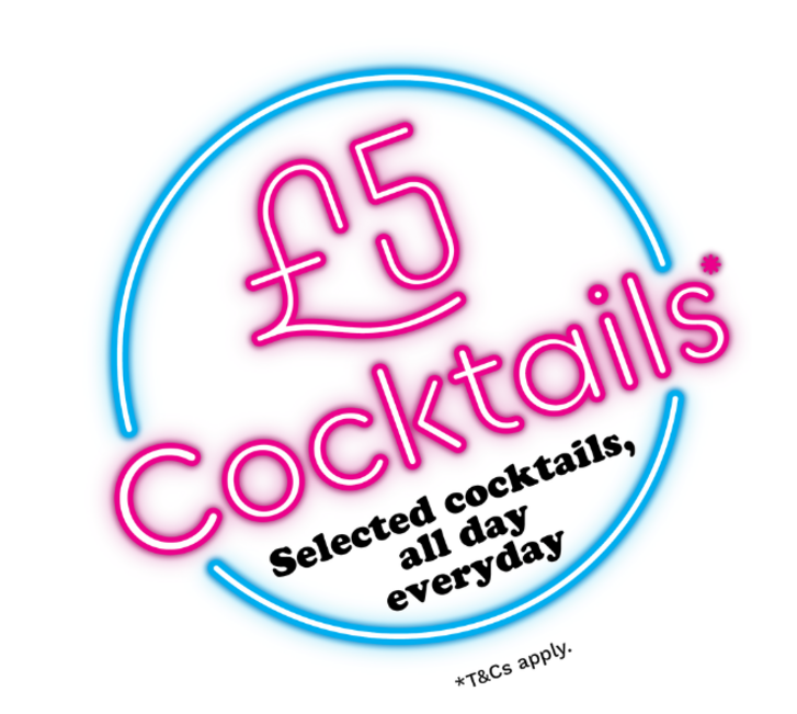 Five pound cocktail neon sign